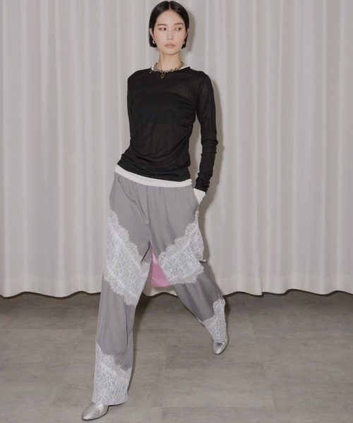 スラックス パンツ Lace design slacks / レースデザイン