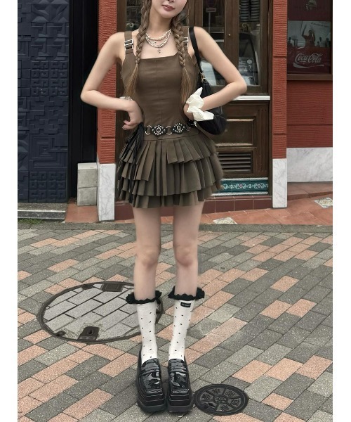 ダーリッチ　アンダーベルトプリーツミニワンピース アンダーベルトプリーツミニワンピース – Darich (ダーリッチ)