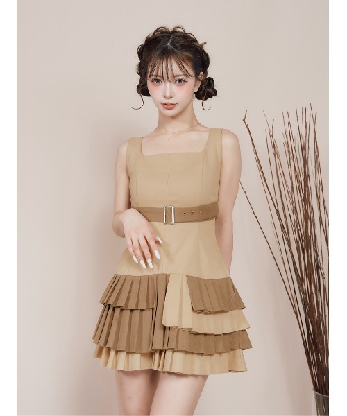 Darich ワンピース アンダーベルトプリーツミニワンピース
