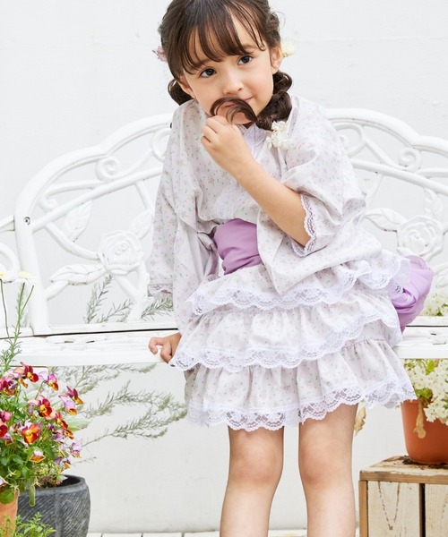 ♡ゆか　ハンドメイド　子ども服♡ KIDSセパレート浴衣/3点セット】上衣・スカート・リボン帯