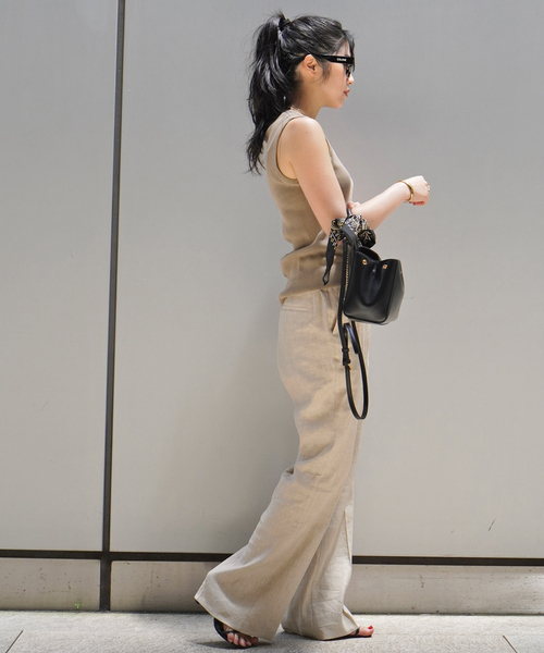 未使用　AP STUDIO スラックスパンツ　ストレッチ　34 AP STUDIO スラックス パンツ リネンレーヨンストレッチパンツ