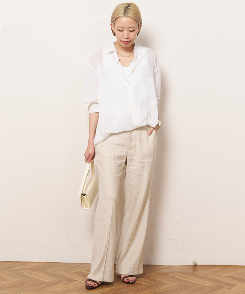 AP STUDIO スラックス パンツ リネンレーヨンストレッチパンツ