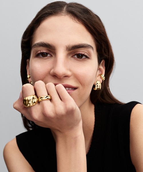 PANDORA（パンドラ） 指輪 リング リップル ワイド バンド ゴールド
