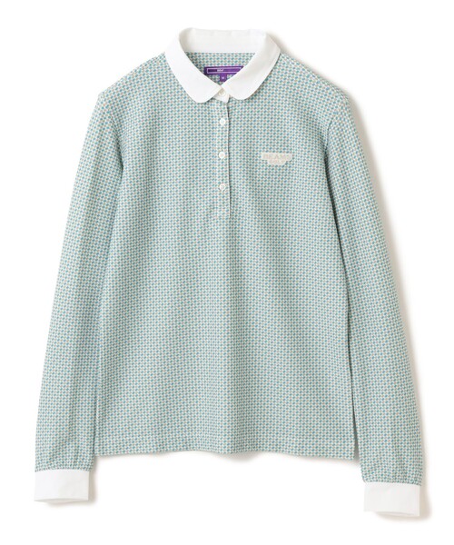 ポロシャツ ポロ PURPLE LABEL / 変形ドット柄 丸襟 ロングスリーブ ポロシャツ レディース
