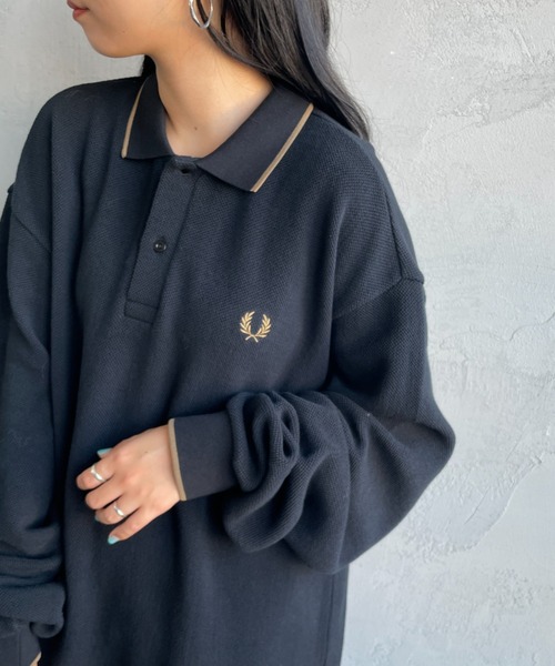 「FRED PERRY」 長袖ポロシャツ L ブラック レディース