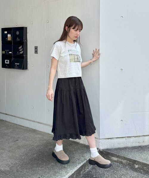 DISCOAT 【umm.】ピンタックレースフレアスカート Discoat スカート 「2サイズ展開!」「umm.」ピンタックレース