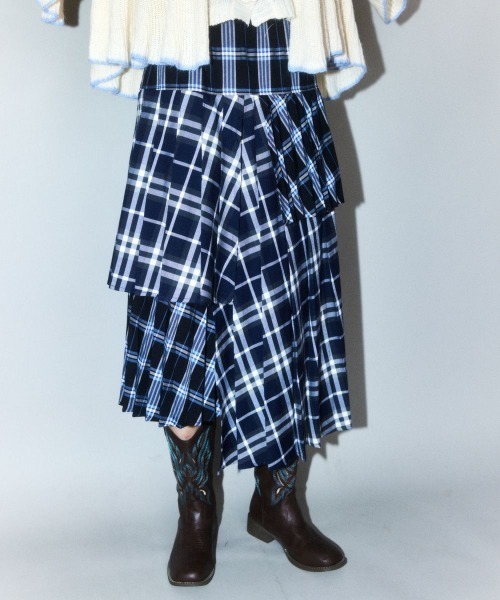 Candy Stripper スカート OVERLAP CHECK PLEATS : ZOZOTOWN