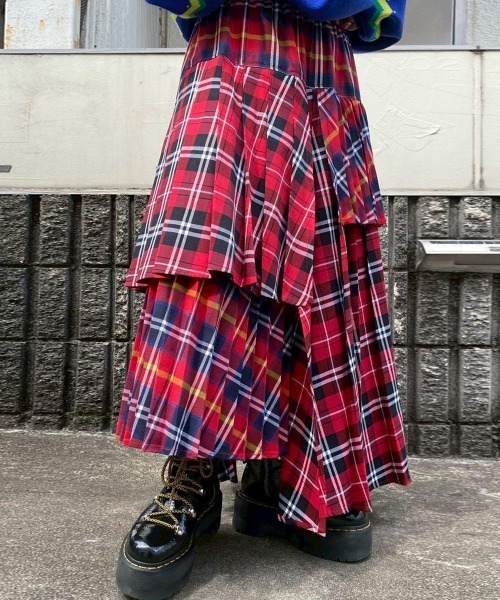 Candy Stripper プリーツスカート Candy Stripper スカート OVERLAP CHECK PLEATS : ZOZOTOWN
