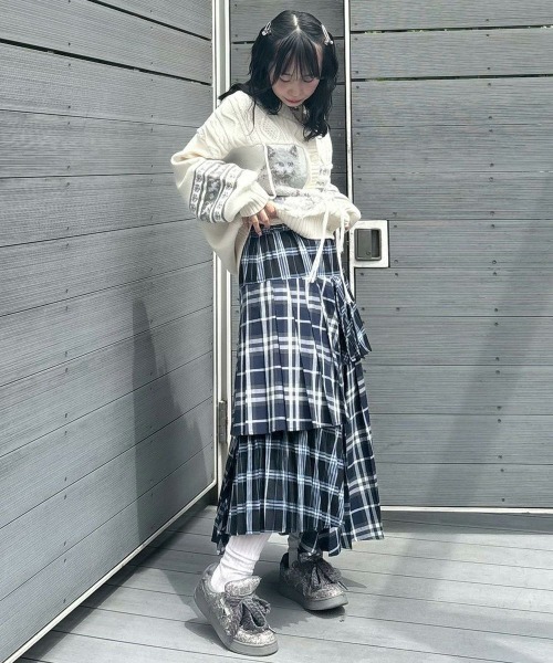 Candy Stripper プリーツスカート Candy Stripper スカート OVERLAP CHECK PLEATS : ZOZOTOWN