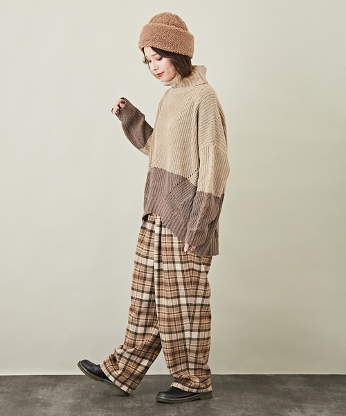 「CUBE SUGAR」 タートルネックニット M ベージュ レディース_画像4