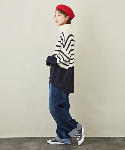 「CUBE SUGAR」 タートルネックニット M ベージュ レディース_画像8