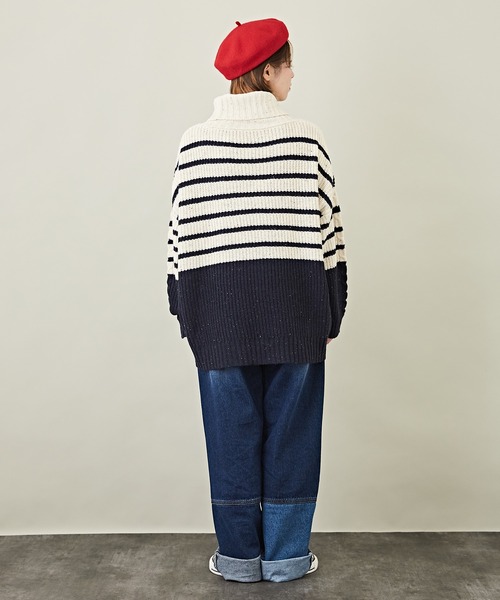 「CUBE SUGAR」 タートルネックニット M ベージュ レディース_画像9