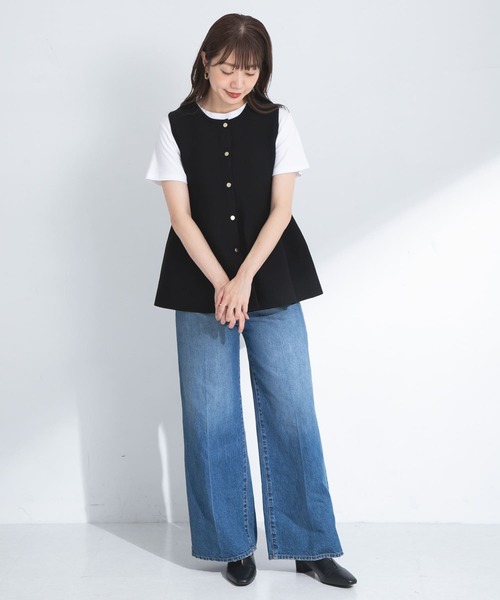 UNBORN SOCIETY リバーシブル　ニットベスト Organic Cotton Wool 配色2wayニットベスト(37796721-2025