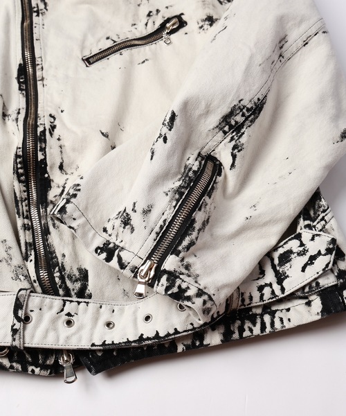 革ジャン ライダース BLACK BLEACH W RIDERS BLOUSON メンズ レディースの画像