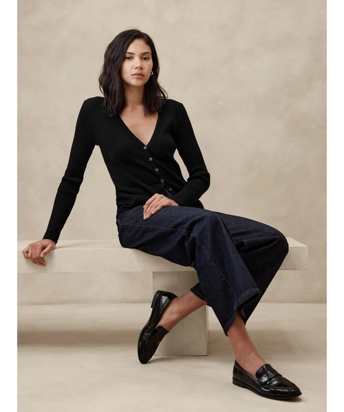 「BANANA REPUBLIC FACTORY STORE」 ニットカーディガン L ネイビー レディース