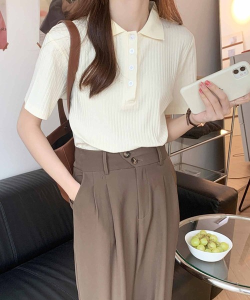 「Amulet」 半袖ポロシャツ FREE クリーム レディース_画像2