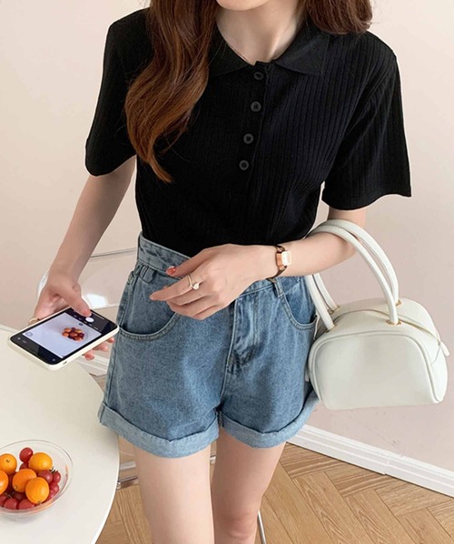 「Amulet」 半袖ポロシャツ FREE クリーム レディース_画像4