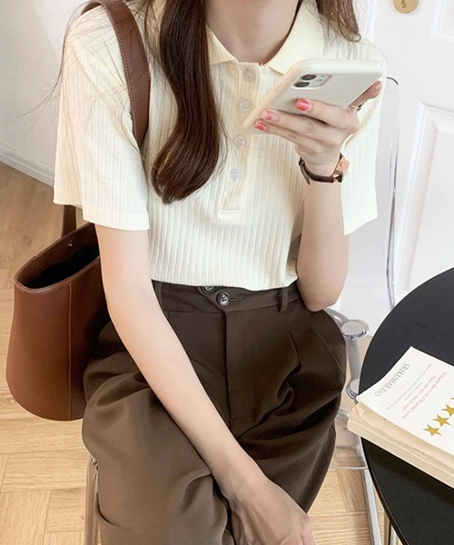 「Amulet」 半袖ポロシャツ FREE クリーム レディース_画像9