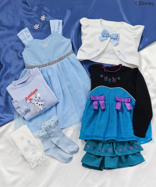 Disney（ディズニー） レギンス スパッツ お花・雪柄裾レースレギンス