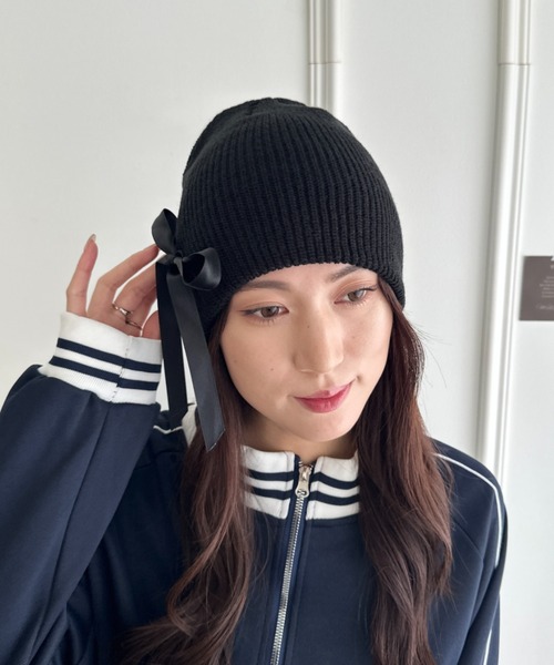 ニット帽 ニットキャップ リボンデザインニット帽 レディース