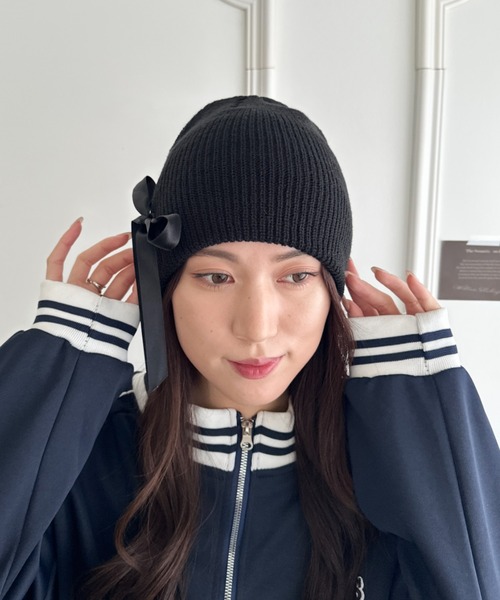 ニット帽 ニットキャップ リボンデザインニット帽 レディース
