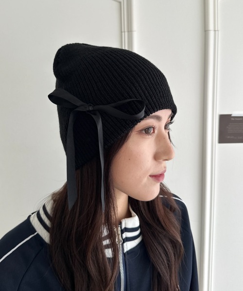 ニット帽 ニットキャップ リボンデザインニット帽 レディース