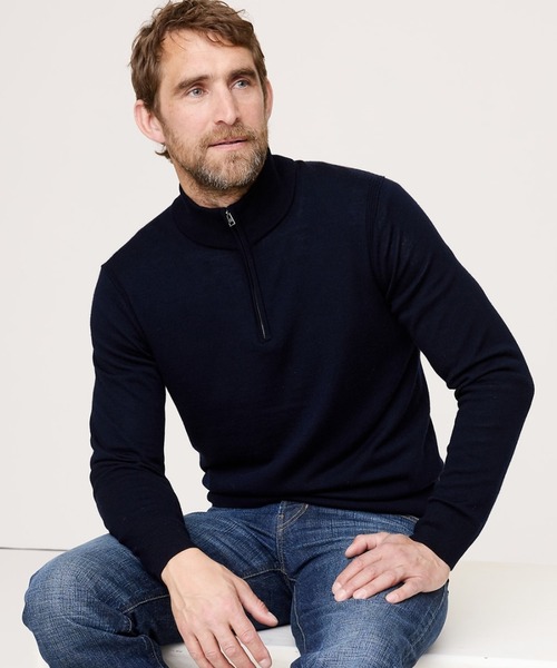 セーター ニット メリノ ハーフジッパーセーター メンズ : ZOZOTOWN