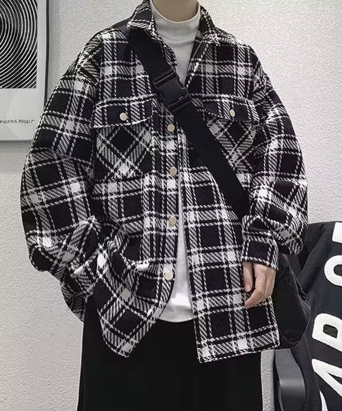 ナイロンジャケット ブラック・ホワイトチェック フリンジチェックジャケット – BUNNY APARTMENT