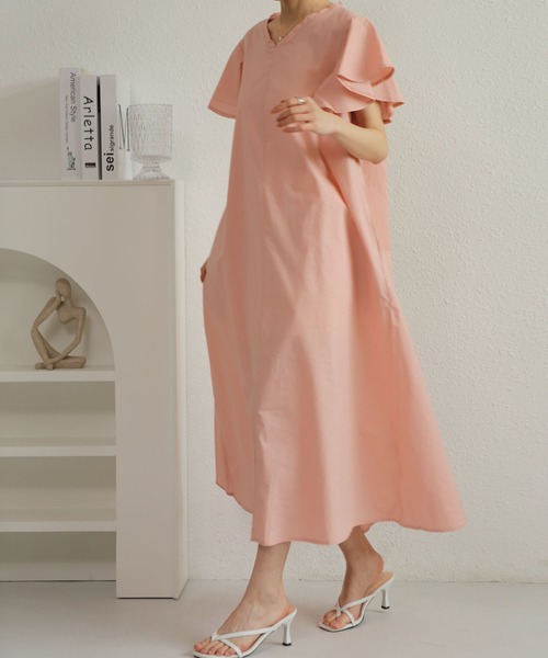 「MAISON DE THERESE」 半袖ワンピース M ベージュ レディース_画像3