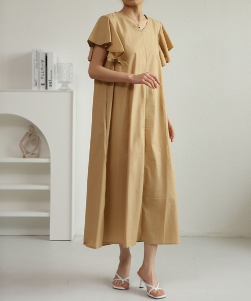 「MAISON DE THERESE」 半袖ワンピース M ベージュ レディース_画像8