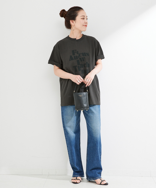 「B.C STOCK」 「Simplicite」半袖Tシャツ FREE チャコールグレー レディース_画像2