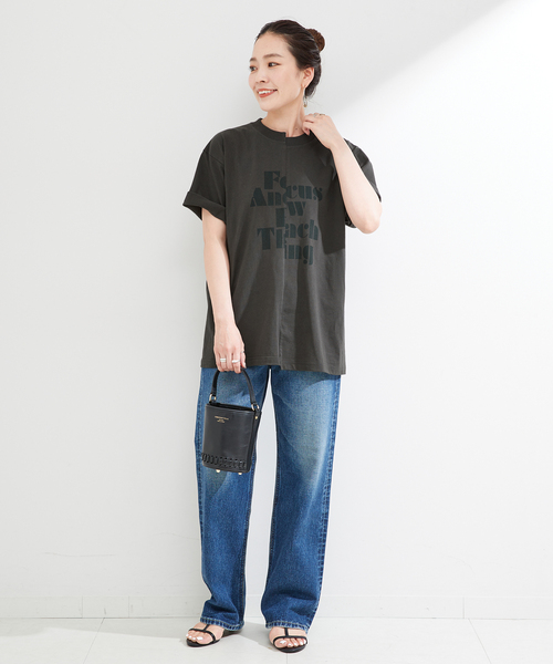 「B.C STOCK」 「Simplicite」半袖Tシャツ FREE チャコールグレー レディース_画像3
