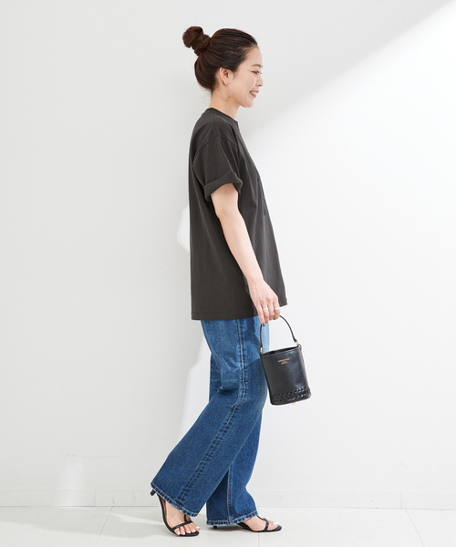 「B.C STOCK」 「Simplicite」半袖Tシャツ FREE チャコールグレー レディース_画像4