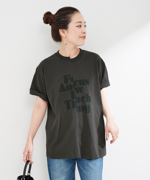 「B.C STOCK」 「Simplicite」半袖Tシャツ FREE チャコールグレー レディース_画像6