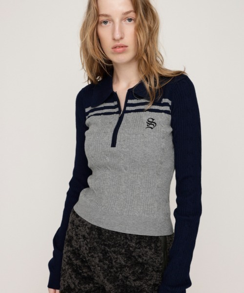SLY（スライ） ニット セーター 「限定カラーあり」CABLE COLLAR KNIT