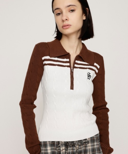 SLY（スライ） ニット セーター 「限定カラーあり」CABLE COLLAR KNIT