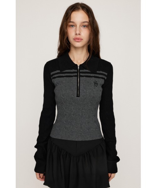 SLY COW CABLE SWEATER ブラック　ニット SLY（スライ） ニット セーター 「限定カラーあり」CABLE COLLAR KNIT