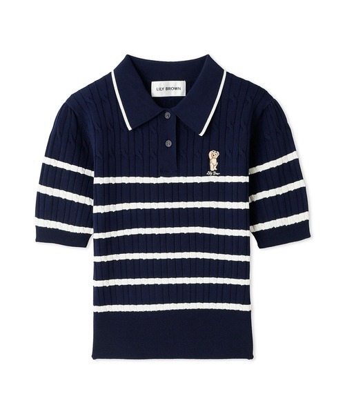 LILY BROWN（リリーブラウン） 半袖ニット FREE ネイビー レディース