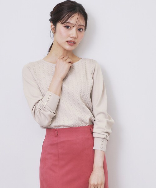 index（インデックス） ニット セーター ボートネックケーブルニット