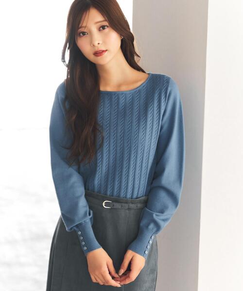 index（インデックス） ニット セーター ボートネックケーブルニット