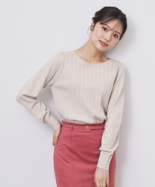 index（インデックス） ニット セーター ボートネックケーブルニット