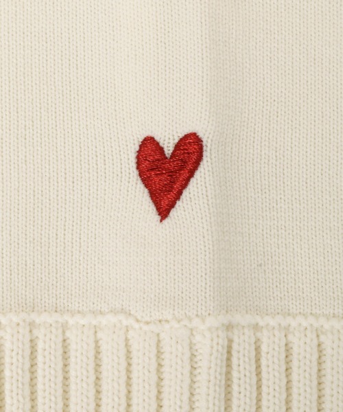 itto ニット セーター ハート刺繍ワンポイントニット レディース