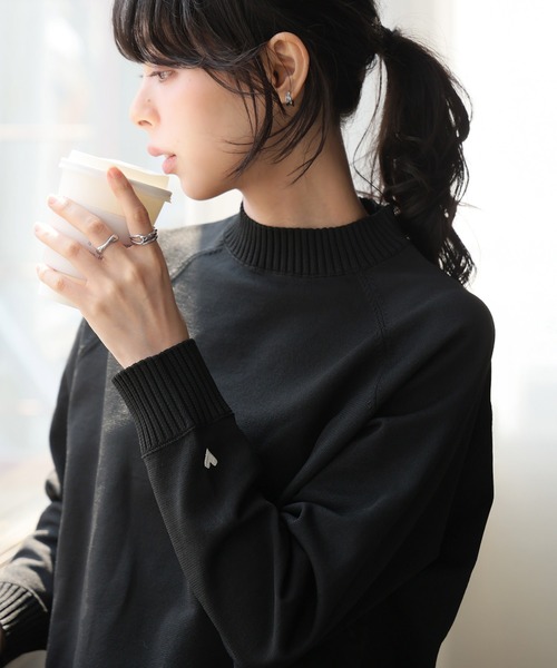 itto ニット セーター ハート刺繍ワンポイントニット レディース
