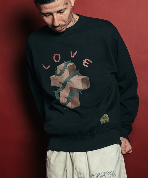 Subciety（サブサエティ） トレーナー スウェット Thorn cross sweat 