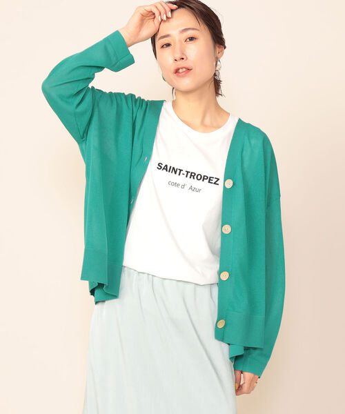 「NOLLEY'S」 7分袖ニットカーディガン FREE パープル レディース_画像3