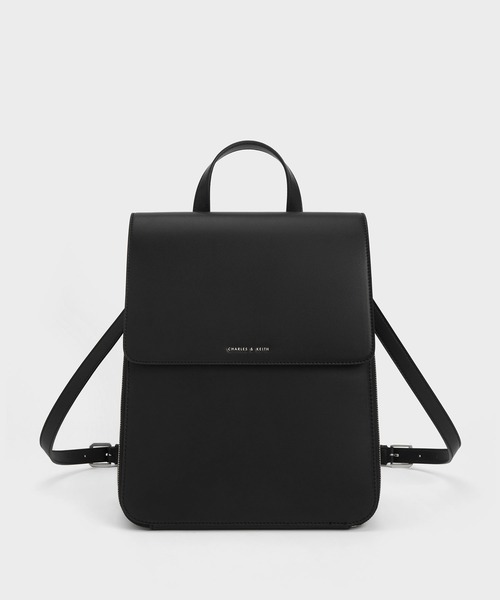 【未使用】タグ付き チャールズアンドキース リュック バッグパック ブラック CHARLES ＆ KEITH（チャールズ&キース） 「CHARLES & KEITH」 リュック