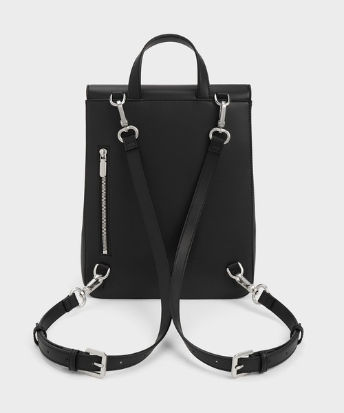 【未使用】タグ付き チャールズアンドキース リュック バッグパック ブラック CHARLES ＆ KEITH（チャールズ&キース） 「CHARLES & KEITH」 リュック