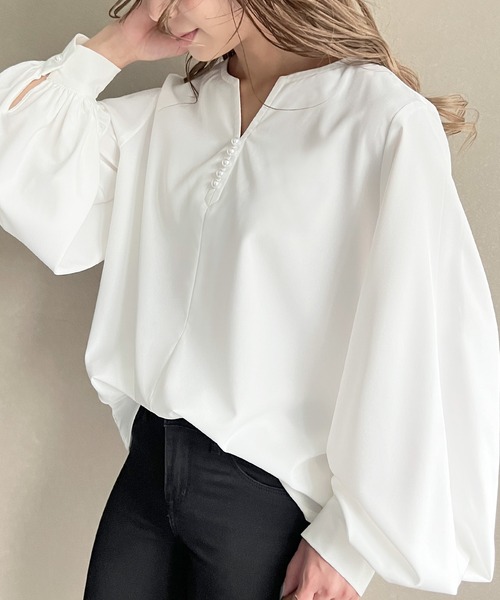 「JUNOAH」 長袖ブラウス X-LARGE アイボリー レディース_画像3