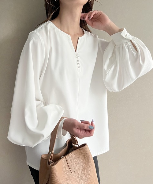 「JUNOAH」 長袖ブラウス X-LARGE アイボリー レディース_画像6