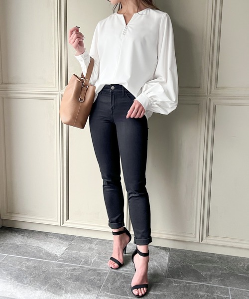 「JUNOAH」 長袖ブラウス X-LARGE アイボリー レディース_画像8